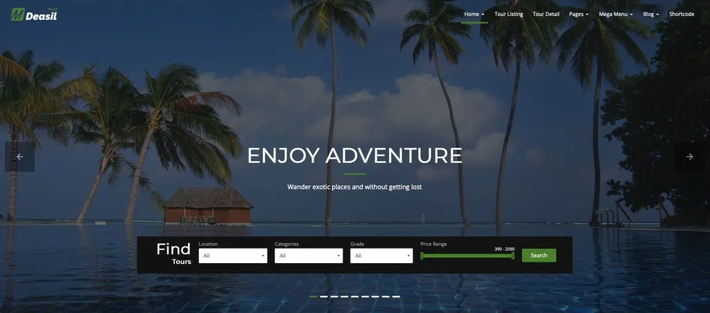 Deasil Travel Agency Website Theme